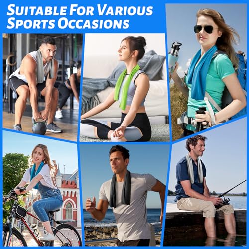 CIVPOWER 4 Pack Cooling Towels (40"x12"): Breathable Cooling Towel for Neck and Face - Microfiber Soft Chilly Towel for Yoga Gym Sport Running Workout Camping Climb
