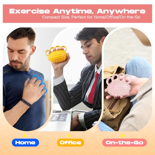 Hand Exercise Ball, Finger Therapy Ball, Grip Strengthener for Adults - Stress Relief, Massage Ball, Resistance Training for Wrist Flexibility, Hand Strengthening, Anxiety Relief