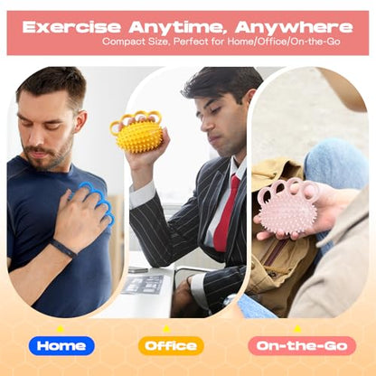Hand Exercise Ball, Finger Therapy Ball, Grip Strengthener for Adults - Stress Relief, Massage Ball, Resistance Training for Wrist Flexibility, Hand Strengthening, Anxiety Relief