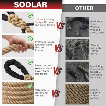Climbing Rope Gym Workout - 10FT 15FT 20FT 25FT 30FT 35FT Heavy Duty Jute Thick Ropes for Adults Strength Training Outdoor Tree Swing Indoor Home Fitness Exercise - 1.5 Inch - size: 20FT