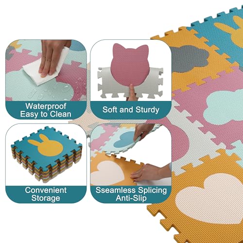 Baby Play Mats for Floor, Foam Baby Play Mat, Foam Play Mats Shapes Puzzle Mat 9 Pieces