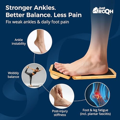 Ankle Balance Board & Ankle Strengthener for Rehab & Physical Therapy – Single Leg Bamboo Axis Board with Quick - Release System, 2 Training Levels & Scraper Tool