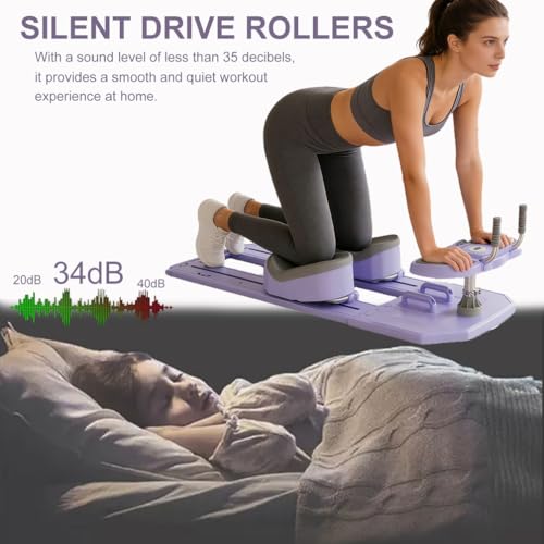 Spine Twist & Stretch Trainer Machine,Adjustable Knee Slide Ab Glider with Dual Rails,Detachable Low Impact Home Workout Equipment for Abs, Glutes, Thighs & Full Body Training