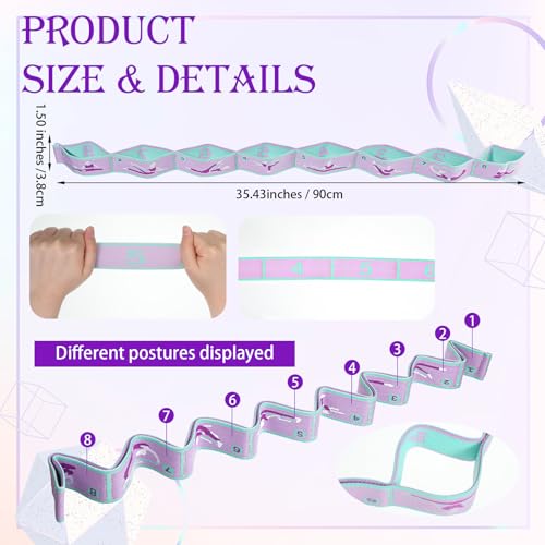 YUXIANLB Elastic Yoga Stretch Strap, 8-Loop Adjustable Stretching Gymnastic Resistance Band Fitness Equipment for Women Physical Flexible Therapy Ballet Dance Stuff Pilate Training Exercise Workout