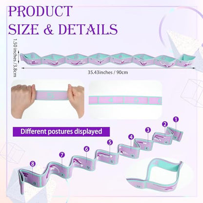 YUXIANLB Elastic Yoga Stretch Strap, 8-Loop Adjustable Stretching Gymnastic Resistance Band Fitness Equipment for Women Physical Flexible Therapy Ballet Dance Stuff Pilate Training Exercise Workout