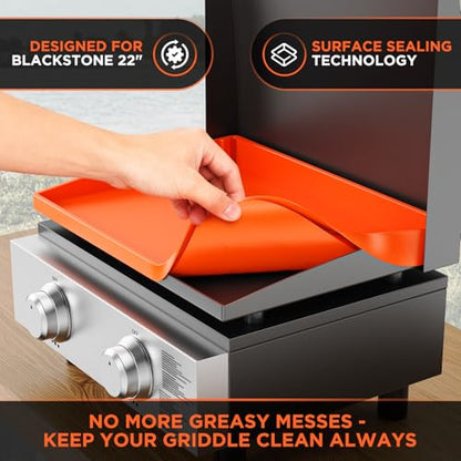 22" Silicone Griddle Mat for Blackstone 22 Inch Grill, Heavy Duty Food Grade Silicone Griddle Cover, Protect Your Grill from Dirt & Rust All Year Round - size: 22" x 16" x 2.4"