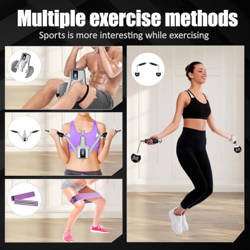 Kegel Trainer, Multi-Function 132 lbs Resistance Pelvic Floor Exercise Devices with Thigh Straps, Handles, Resistance Bands and Jump Rope, Kegel Trainer Hip Leg Toner Inner Kegel Exerciser - color: Gray