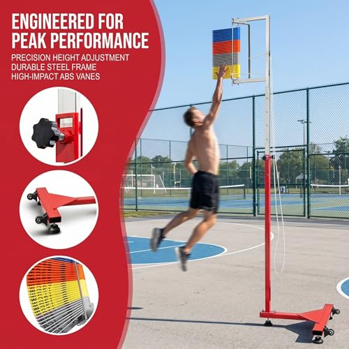 Vertical Jump Tester & Trainer for Gyms, Adjustable Height, Volleyball, Sports Performance, Rehab Training (Colorful Vanes)