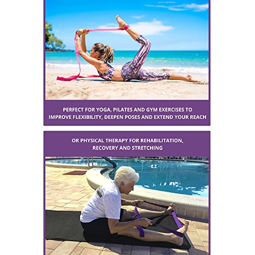 8 ft Yoga Strap for Exercise & Physical Therapy, Leg Stretching Strap Yoga Accessories & Stretching Equipment, Leg Stretcher for Women & Men, Home Workout Essentials