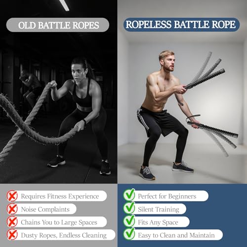 Ropeless Battle Ropes for Exercise Workout Rope, Portable Workout for Home Gym, Exercise Battle Ropes for HIIT Workouts, Low-Impact Cardio Training (2 Ropes) - style: 2 Ropes