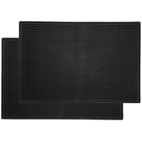 2 Pcs Rubber Bar Mat 18x12 In, Thick Durable Anti-slip Rubber Bar Spill Mat, Premium PVC Service Pad for Kitchen, Restaurant, Countertop, Hotel, Beverages, Black - size: (18"x12"-2Pcs)