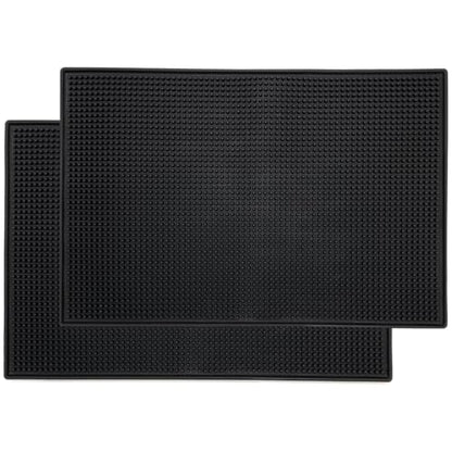 2 Pcs Rubber Bar Mat 18x12 In, Thick Durable Anti-slip Rubber Bar Spill Mat, Premium PVC Service Pad for Kitchen, Restaurant, Countertop, Hotel, Beverages, Black - size: (18"x12"-2Pcs)