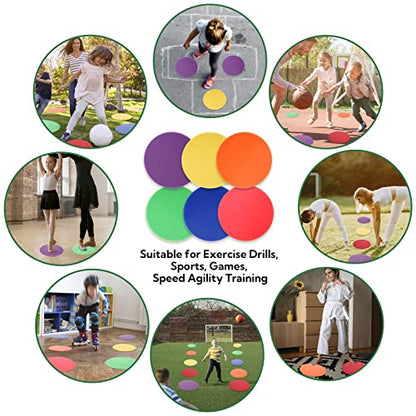 9 Inch Poly Vinyl Spot Markers, Non Slip Rubber Agility Markers Flat Field Cones Floor Dots,for Exercise Drills, Sports, Games, Speed Agility Training -30 Pcs