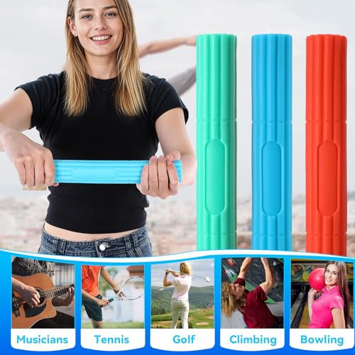 3 Pcs Twist Hand Exerciser Bars for Physical Therapy - Relieves Tendonitis Pain & Improve Grip Strength - Tennis Elbow, Golfer's Elbow, Tendonitis, Wrist, Forearms Pain Relief Hand Therapy Bar