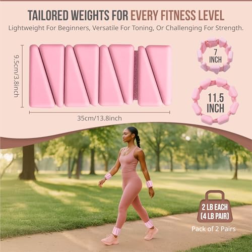 Solaea Adjustable Ankle & Wrist Weights, 4lb Pair for Pilates & Yoga