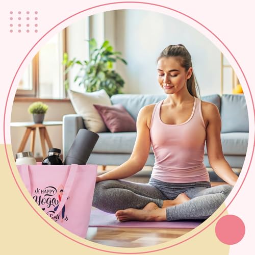 2 Pack Yoga Mat Bags Tote Canvas Gym Tote Bags Gift for Women Pilates Mat Carrier Carryall Shoulder Bag for Office, Workout, Pilates, Travel, Beach and Gym Gift for Yoga Lover Mothers Day