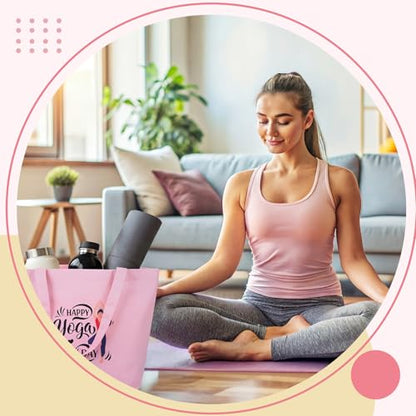 2 Pack Yoga Mat Bags Tote Canvas Gym Tote Bags Gift for Women Pilates Mat Carrier Carryall Shoulder Bag for Office, Workout, Pilates, Travel, Beach and Gym Gift for Yoga Lover Mothers Day