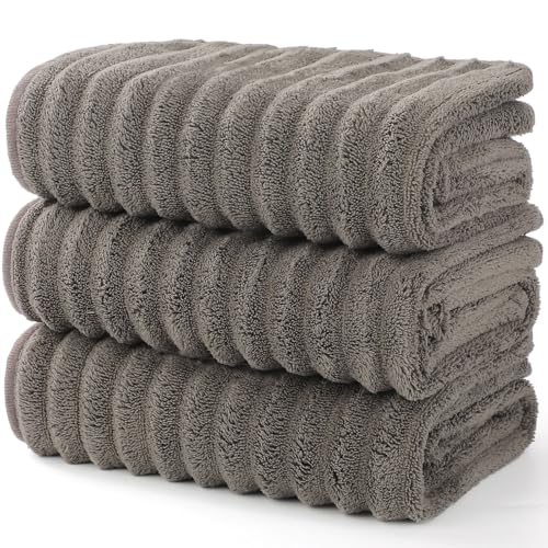 Luxury 3-Piece Quick-Dry Bath Towel Set – Ultra Soft Microfiber Towels for Bathroom, Pool, Gym & Travel – Elegant Twill Design(14”x 29.6”) - color: 3coffee