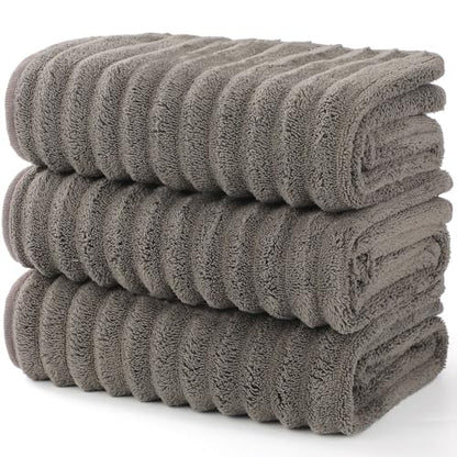 Luxury 3-Piece Quick-Dry Bath Towel Set – Ultra Soft Microfiber Towels for Bathroom, Pool, Gym & Travel – Elegant Twill Design(14”x 29.6”) - color: 3coffee