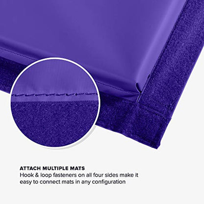 We Sell Mats 4 x 8 ft Folding Exercise Mat, 2 Inch Thick Personal Fitness & Home Gym Mat for Yoga, Pilates, Stretching & Workouts - color: Purple