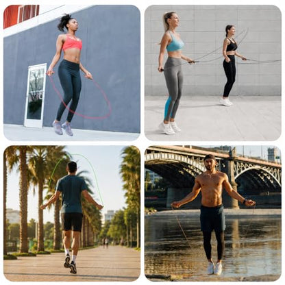 2 Pack Jump Rope for Fitness, Speed Rope Skipping Rope for Men and Women, Jumping Rope for Workout, Tangle-Free PVC Long Jump Rope Set, Adjustable Exercise Jumping Rope Boxing for Adult