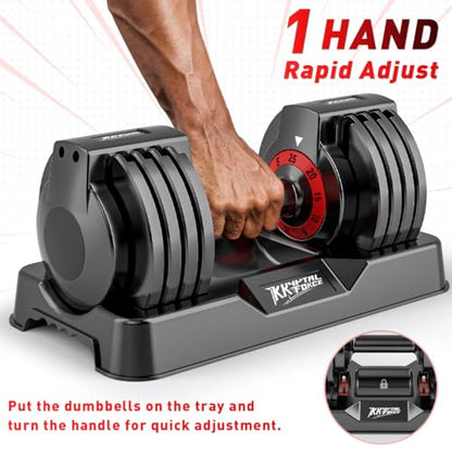 Adjustable Dumbbell Set of 2, 110lbs/50lbs Free Weights Dumbbell Set, 5-in-1/10-in-1 Quick-Lock Hand Weights, 25lbs/55lbs Pair with Anti-Slip Texture Handle, Weight Set For Home Gym Suit both Men and Women