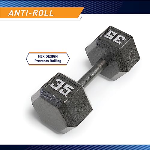 Marcy Cast Iron Hex Dumbbells Collection - Available size from 3-lb to 100-lb, SOLD INDIVIDUALLY - style: 35lbs