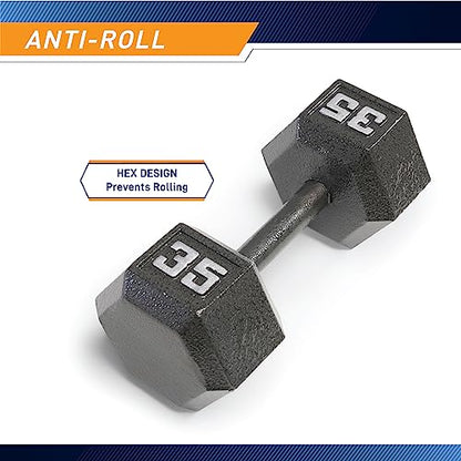 Marcy Cast Iron Hex Dumbbells Collection - Available size from 3-lb to 100-lb, SOLD INDIVIDUALLY - style: 35lbs