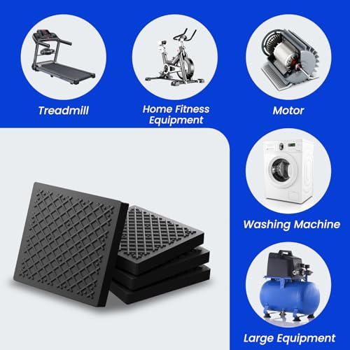 Exercise Equipment Mat 5.11x5.11x0.55in 4pcs, Heavy Duty Thick Steel Embedded Rubber Mat, Anti Slip/Noise Reduction/Vibration Resistance, Treadmills Equipment Pads, Used for Carpets, Wooden Floors - size: 5.11’‘x5.11’‘-4pcs