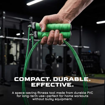 Attack Speed Jump Rope Adjustable Dual-Cable Skipping Rope for Men, Speed & Weighted Options, Fast Fold-Over Adjustment Durable Adult Boxing Rope for Fitness, Cardio Home Gym & Cross Training - Green