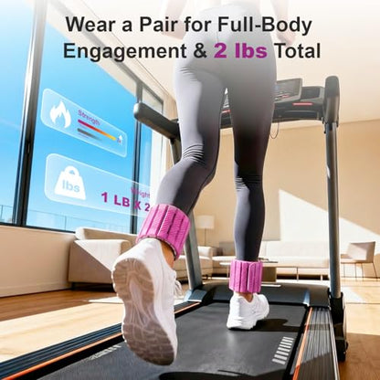 SE7EN Magnetic Ankle Weights for Women & Men | Set of 2 Weights (1 lb Each) | Adjustable Size Silicone Wirst & Leg Weights for Pilates, Yoga, Pool, Gym