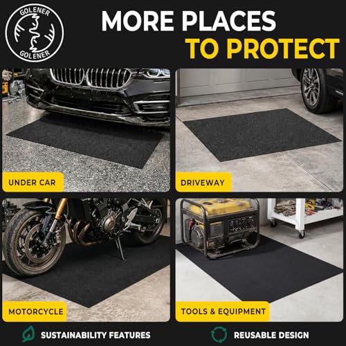 Oil Spill Mat - Garage Floor Mat, Absorbent Oil Pad, Premium Maintenance Mat, Waterproof, Contain Liquid, Protect Garage Surface from Spill & Stain, Reusable, Washable, Durable, Black, 29”x36”