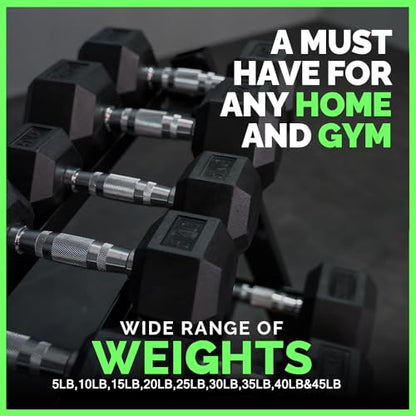350-550 lbs Rubber Hex Dumbbells with Rack Free Weight for Home Gym, Durable Rubber Dumbbell with Storage,Coated Cast Iron Weight Strength Training Dumb bell Exercise Fitness Equipment - style: 450 lb