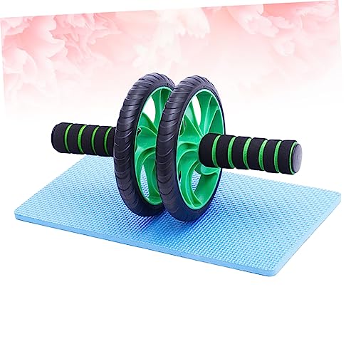 Dual Wheel Abdominal Roller with Knee Pad Device for Core Strength and Muscle Building Lightweight and Portable Green Ab Wheel for Home Workouts