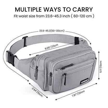 CXWMZY Fanny Packs For Women & Men Waist Pack Hip Bum Bag with Multi-Pockets Large Capacity Waterproof Casual Bum Bag for Disney Traveling Casual Cycling Running Hiking - color: Grey_2