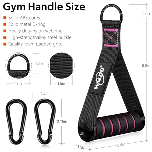 WALITO Exercise Handles, Replacement Cable Machine Attachments for Home Gym Equipment, Pulley System, Pilates, Resistance Bands, Strength Trainer, Heavy Duty Working Out Handles - color: Black-Pink