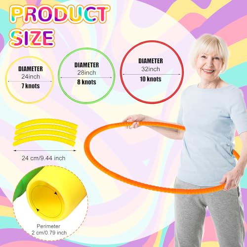 Syhood 12 Pcs Hoops for Kids Plastic, Green, Pink, Yellow, Orange - color: Green, Pink, Yellow, Orange