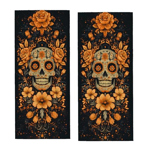 Sugar Skull Hand Towel for Bathroom 2 Pack,Soft Microfiber Face Towels for Bath,Kitchen,Spa,and Gym,Decorative Absorbent Polyester Towels,Perfect for Home or Hotel Decor 14.5x28in - color: Sugar Skull42