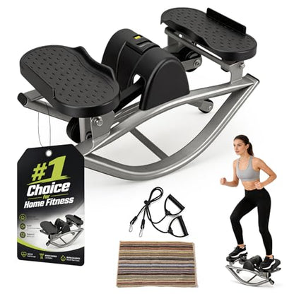 Rock Stair Steppers for Exercise at Home Aerobic Step Platform Side to Side Rocking Fitness Machines Steper up Box for Workout Mini Portable Gym Rocker Escalones para Hacer Ejercicio