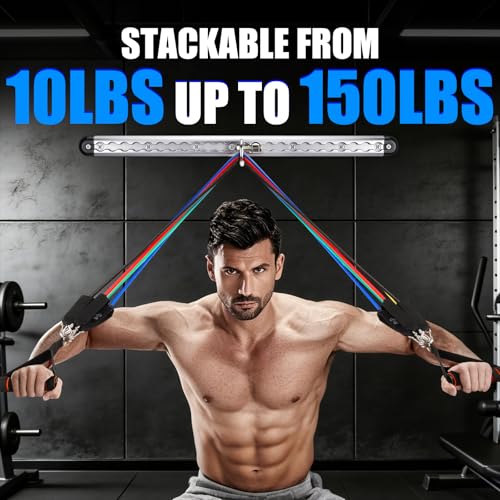Resistance Band Wall Mount System, Sturdy Resistance Bands Wall Anchor, Space Saving Home Gym Solution for Strength Training, Wall Mount Workout Anchors Multi-Purpose for Complete Full Body