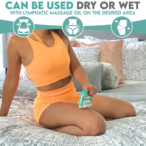 MyoRelease Lymphatic Drainage Massager - Green - Handheld Fascia Release + Scar Tissue Massage Roller for Shoulder, Neck, Belly, Thigh, Leg, Back, Glutes - Helps Reduce Cellulite Appearance