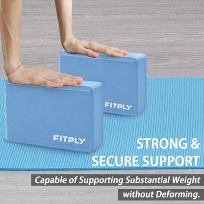 Yoga Blocks 2 Pack - Non-Slip Yoga Brick & Foam Blocks Yoga Set, High-Density Pilates Block for Stretching, Meditation, and Exercise Blocks Foam, Ideal for Deep Poses - color: Blue