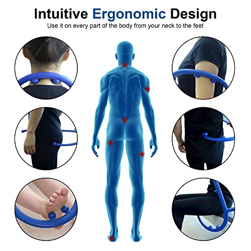 Massage Trigger Point Cane, Body Deep Tissue, Handheld Back, Neck, Shoulder, Leg and Feet Massager Rod, Muscle Release Tool Self Massage Hook Cane Gifts for Women & Men, Blue