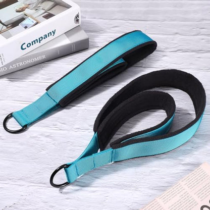 Pilates Straps - Double Loop D-Ring Straps for Reformer, Padded, Home Gym Workout - color: Blue