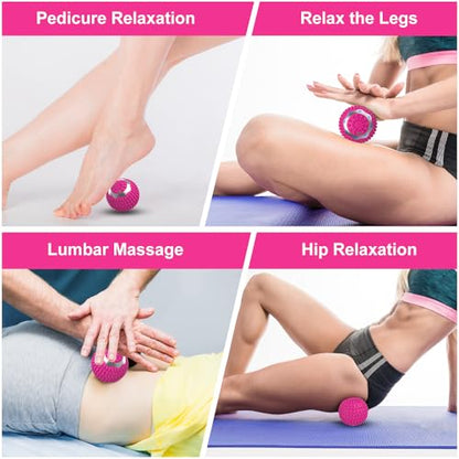 Massager 10 Powerful Vibration Massage for Physical Therapy, Mobility Ball for Workout Recovery, Deep Tissue Massager for Pain Relief and Trigger Spot Treatment for Adult Rose
