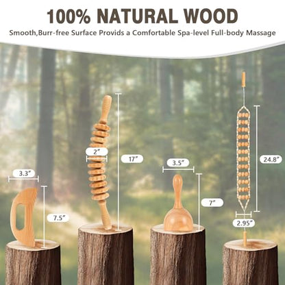 Wood Therapy Massage Tools 4-in-1, Wooden Lymphatic Drainage Massager Body Cellulite Remover, Professional Maderoterapia Kit Cellulite Massager for Body Sculpting,Contouring,Relief Muscle - style: 4 IN 1 Maderoterapia Kits