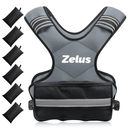 ZELUS Weighted Vest for Men and Women | 4-10lb/11-20lb/20-32lb Vest with 6 Ironsand Weights for Home Workouts | Adjustable Body Weight Vest Exercise Set for Cardio and Strength Training - color: Gray, size: 11-20 lb.