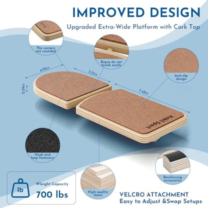 Cork Ankle Balance Board & Foot Strengthener | Extra Wide Single Leg Slant Board, Plantar Fasciitis Relief, Achilles Support, 3-Way Axis, 16-Exercise Guide