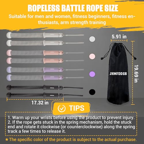 Ropeless Battle Rope for Home Gym with Non-Slip Handle for Wrist Protection