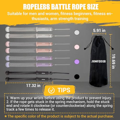Ropeless Battle Rope for Home Gym with Non-Slip Handle for Wrist Protection